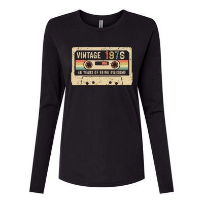 1976 Vintage Cassette Tape 46th Birthday Womens Cotton Relaxed Long Sleeve T-Shirt