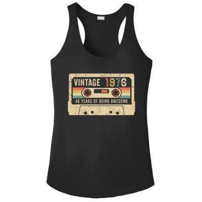 1976 Vintage Cassette Tape 46th Birthday Ladies PosiCharge Competitor Racerback Tank