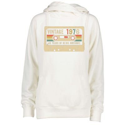 1976 Vintage Cassette Tape 46th Birthday Womens Funnel Neck Pullover Hood