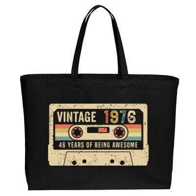 1976 Vintage Cassette Tape 46th Birthday Cotton Canvas Jumbo Tote