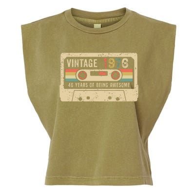 1976 Vintage Cassette Tape 46th Birthday Garment-Dyed Women's Muscle Tee