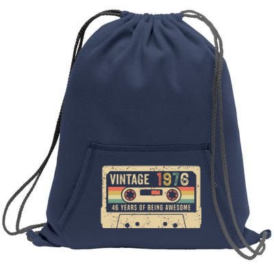 1976 Vintage Cassette Tape 46th Birthday Sweatshirt Cinch Pack Bag