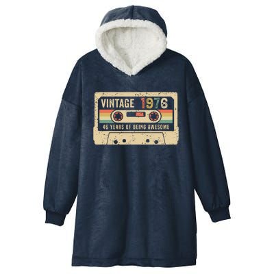 1976 Vintage Cassette Tape 46th Birthday Hooded Wearable Blanket