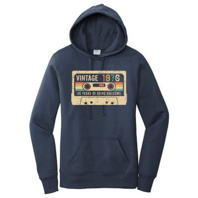 1976 Vintage Cassette Tape 46th Birthday Women's Pullover Hoodie