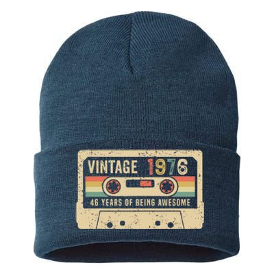 1976 Vintage Cassette Tape 46th Birthday Sustainable Knit Beanie