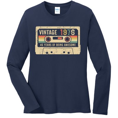 1976 Vintage Cassette Tape 46th Birthday Ladies Long Sleeve Shirt