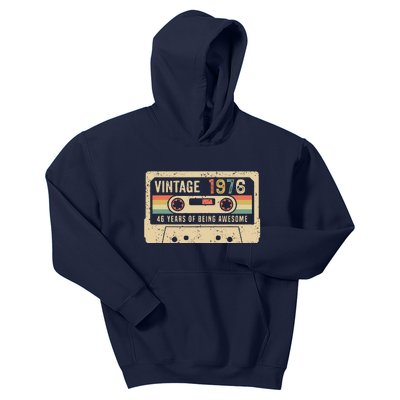 1976 Vintage Cassette Tape 46th Birthday Kids Hoodie