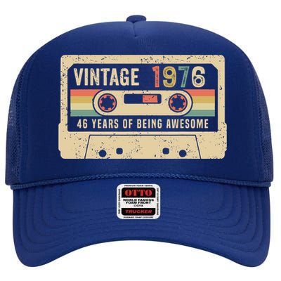 1976 Vintage Cassette Tape 46th Birthday High Crown Mesh Back Trucker Hat