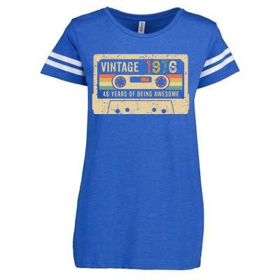 1976 Vintage Cassette Tape 46th Birthday Enza Ladies Jersey Football T-Shirt