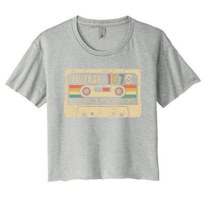 1976 Vintage Cassette Tape 46th Birthday Women's Crop Top Tee