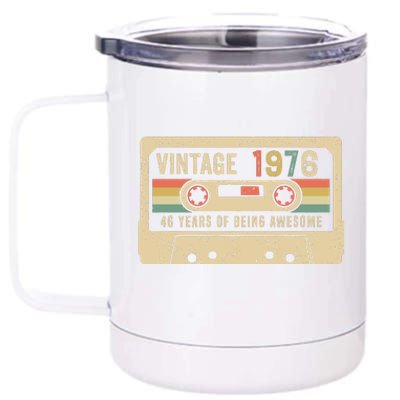 1976 Vintage Cassette Tape 46th Birthday 12 oz Stainless Steel Tumbler Cup