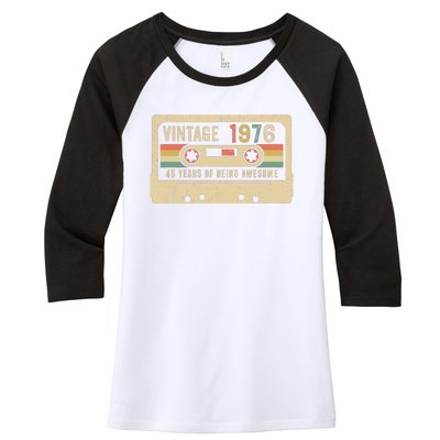 1976 Vintage Cassette Tape 46th Birthday Women's Tri-Blend 3/4-Sleeve Raglan Shirt