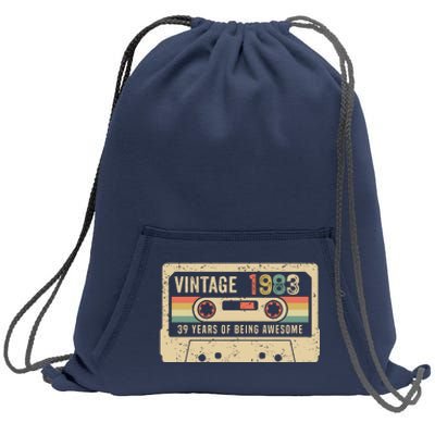 1983 Vintage Cassette Tape 39th Birthday Sweatshirt Cinch Pack Bag