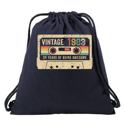 1983 Vintage Cassette Tape 39th Birthday Drawstring Bag