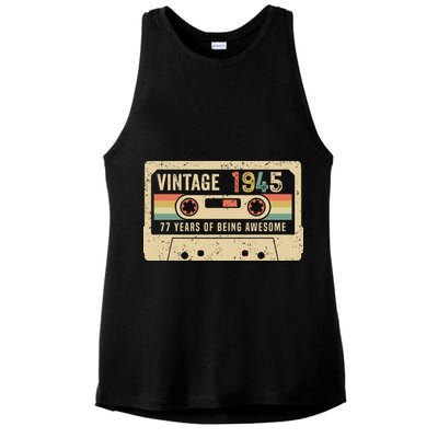 1945 Vintage Cassette Tape 77th Birthday Ladies PosiCharge Tri-Blend Wicking Tank