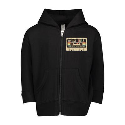 1945 Vintage Cassette Tape 77th Birthday Toddler Zip Fleece Hoodie