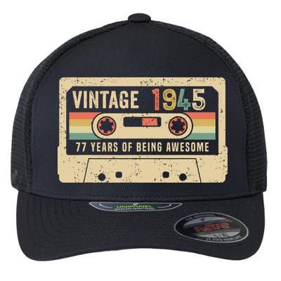 1945 Vintage Cassette Tape 77th Birthday Flexfit Unipanel Trucker Cap