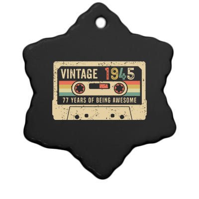 1945 Vintage Cassette Tape 77th Birthday Ceramic Star Ornament