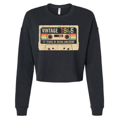 1945 Vintage Cassette Tape 77th Birthday Cropped Pullover Crew