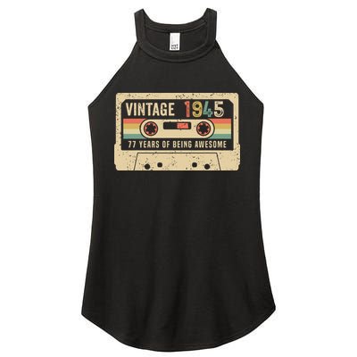 1945 Vintage Cassette Tape 77th Birthday Women's Perfect Tri Rocker Tank