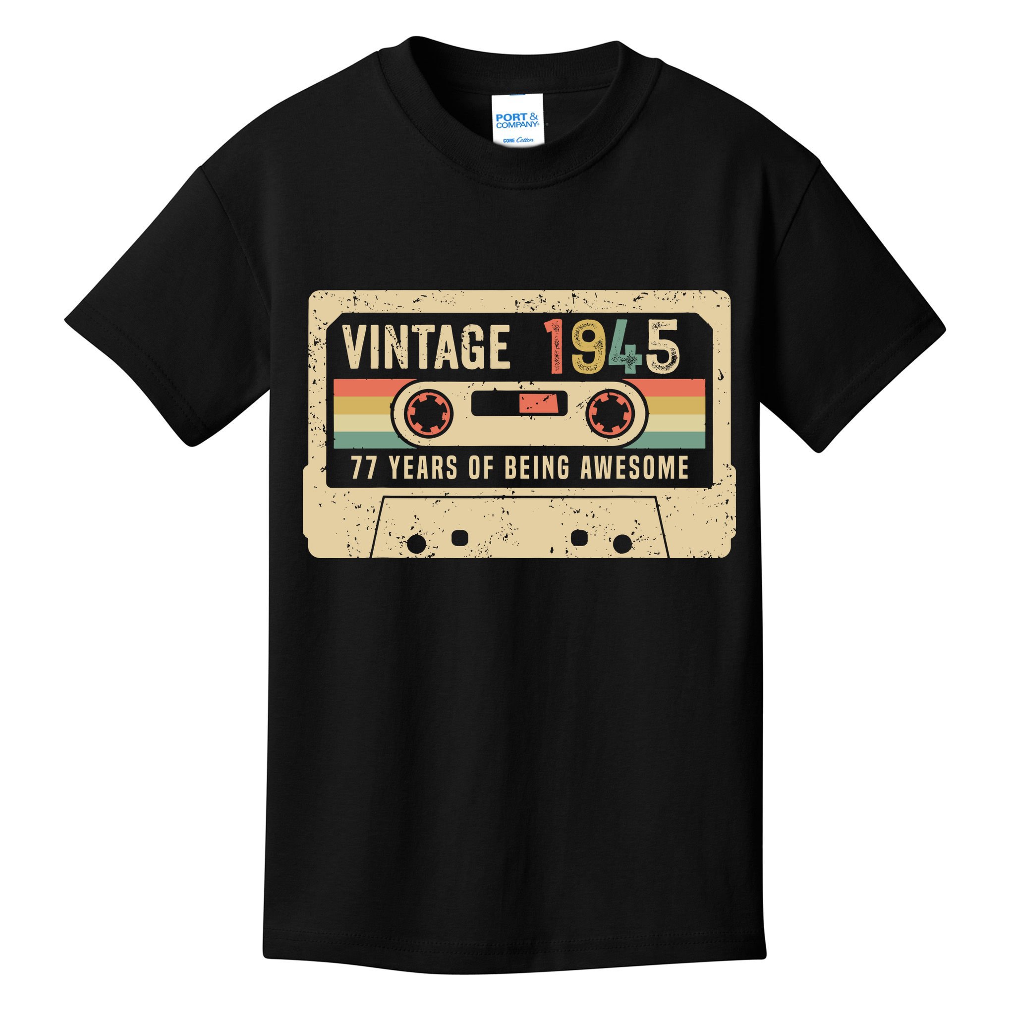 1945 Vintage Cassette Tape 77th Birthday Kids T-Shirt