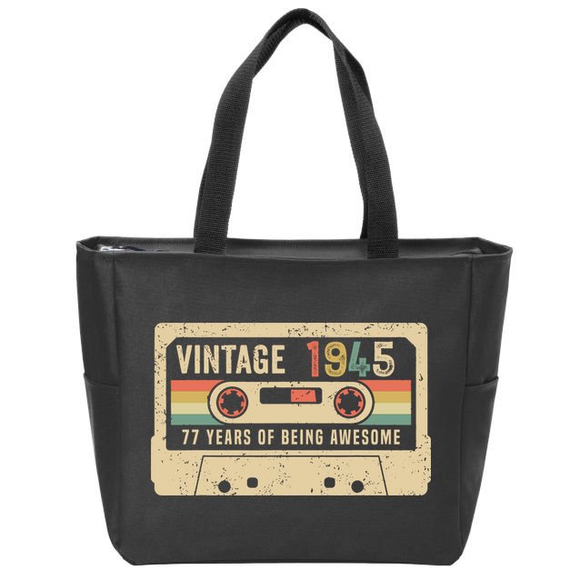 1945 Vintage Cassette Tape 77th Birthday Zip Tote Bag