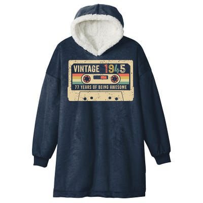 1945 Vintage Cassette Tape 77th Birthday Hooded Wearable Blanket