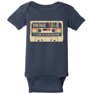 1945 Vintage Cassette Tape 77th Birthday Baby Bodysuit