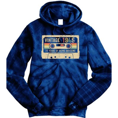 1945 Vintage Cassette Tape 77th Birthday Tie Dye Hoodie