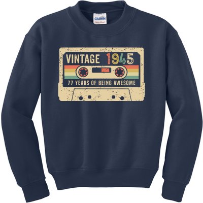 1945 Vintage Cassette Tape 77th Birthday Kids Sweatshirt