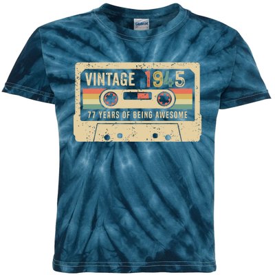 1945 Vintage Cassette Tape 77th Birthday Kids Tie-Dye T-Shirt