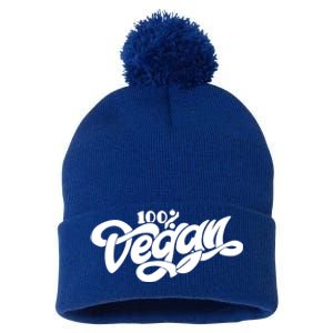 100% Vegan Gift Plant Based Veganism Health Gift Pom Pom 12in Knit Beanie