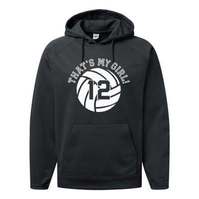 12 Volleyball Player That's My Cheer Mom Dad Team Coach Performance Fleece Hoodie