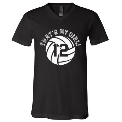 12 Volleyball Player That's My Cheer Mom Dad Team Coach V-Neck T-Shirt