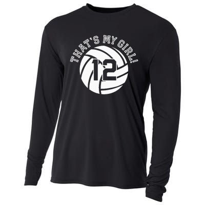 12 Volleyball Player That's My Cheer Mom Dad Team Coach Cooling Performance Long Sleeve Crew