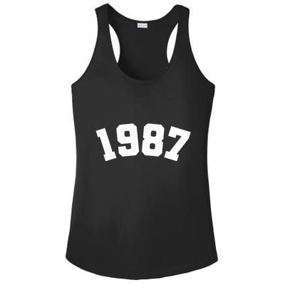 1987 Varsity Vintage College Style 37th Birthday Ladies PosiCharge Competitor Racerback Tank