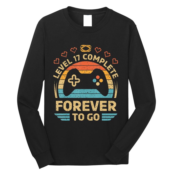 17Th Wedding Anniversary Video Gamer Level 17 Complete Long Sleeve Shirt