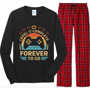 17Th Wedding Anniversary Video Gamer Level 17 Complete Long Sleeve Pajama Set