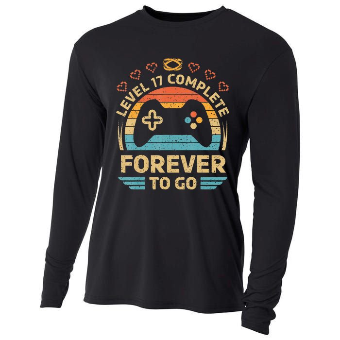 17Th Wedding Anniversary Video Gamer Level 17 Complete Cooling Performance Long Sleeve Crew