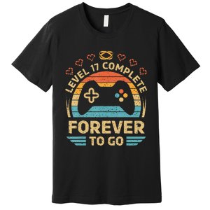 17Th Wedding Anniversary Video Gamer Level 17 Complete Premium T-Shirt