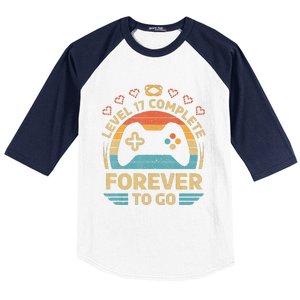 17Th Wedding Anniversary Video Gamer Level 17 Complete Baseball Sleeve Shirt