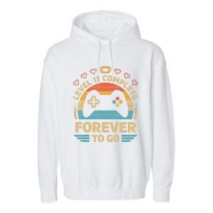 17Th Wedding Anniversary Video Gamer Level 17 Complete Garment-Dyed Fleece Hoodie