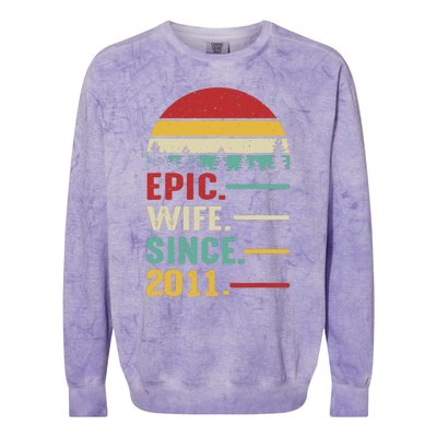 12th Wedding Anniversary For Her Epic Wife Since 2011 Colorblast Crewneck Sweatshirt