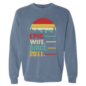 12th Wedding Anniversary For Her Epic Wife Since 2011 Garment-Dyed Sweatshirt