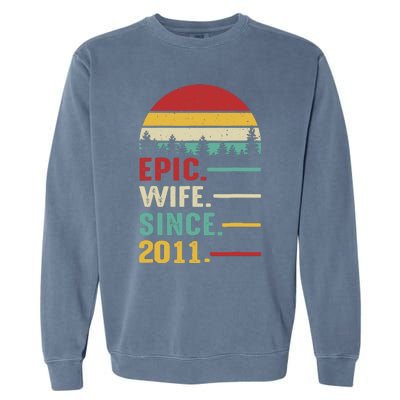 12th Wedding Anniversary For Her Epic Wife Since 2011 Garment-Dyed Sweatshirt