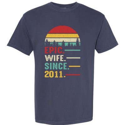 12th Wedding Anniversary For Her Epic Wife Since 2011 Garment-Dyed Heavyweight T-Shirt