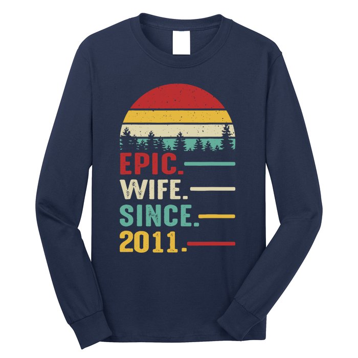 12th Wedding Anniversary For Her Epic Wife Since 2011 Long Sleeve Shirt