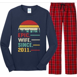 12th Wedding Anniversary For Her Epic Wife Since 2011 Long Sleeve Pajama Set