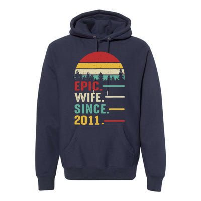 12th Wedding Anniversary For Her Epic Wife Since 2011 Premium Hoodie