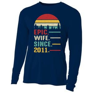 12th Wedding Anniversary For Her Epic Wife Since 2011 Cooling Performance Long Sleeve Crew